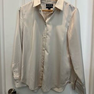J. Crew Women’s Ivory Dress Silk-Like Shirt - Slim Cut
